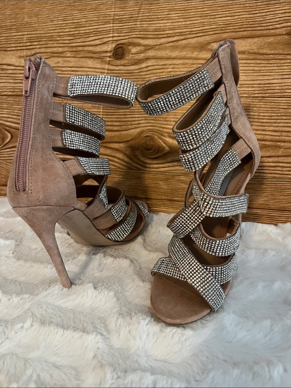 Steve Madden Dusty Rose Rhinestone Gladiator Heels
